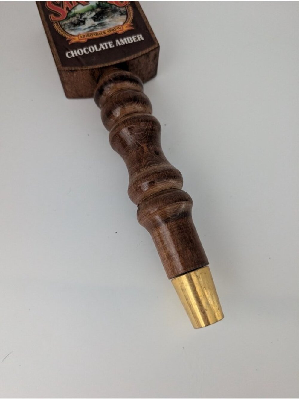 SARANAC Chocolate Amber Tap Handle Dark Brown Wood 8" Adirondack Spring Bar - Picture 3 of 6